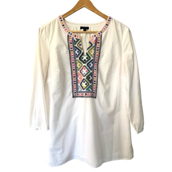 Talbots Cotton Voile Embellished White Embroidered Tunic size Small - Picture 2 of 8